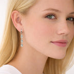 925 Sterling Silver Triple Teardrop Blue Topaz Hydro Drop Earrings