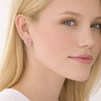 925 Sterling Silver Open Clover Stud Earrings with Cubic Zirconia Accents