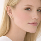 925 Sterling Silver Open Clover Stud Earrings with Cubic Zirconia Accents