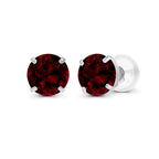 2.00 CTW Natural Red Garnet Stud Earrings in 14K White Gold