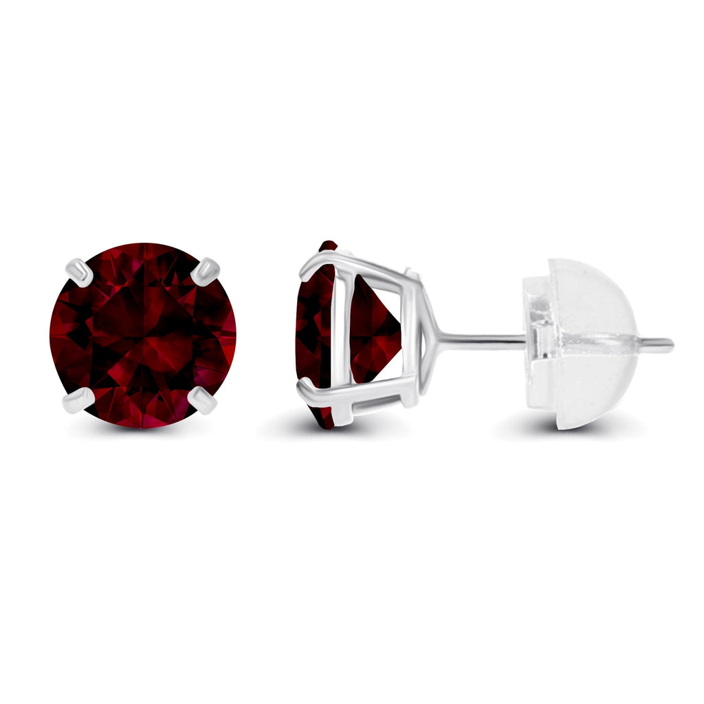2.00 CTW Natural Red Garnet Stud Earrings in 14K White Gold