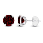 2.00 CTW Natural Red Garnet Stud Earrings in 14K White Gold