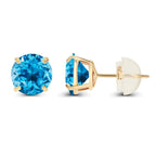 2.00 CTW Natural Swiss Blue Topaz Stud Earrings in 14K Yellow Gold