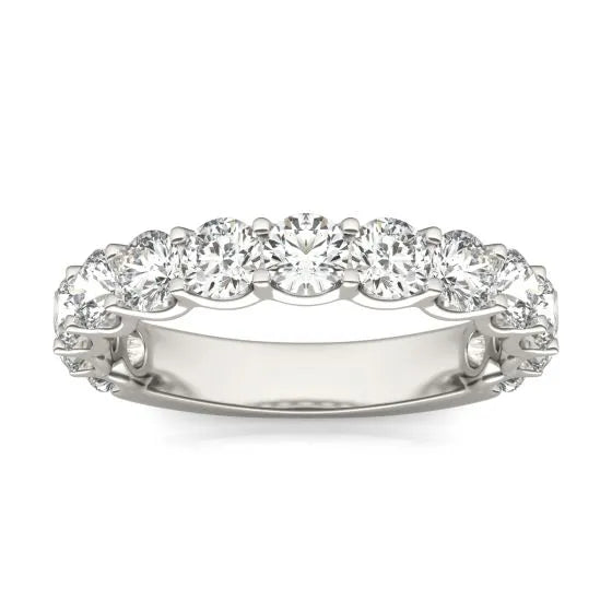 2 1/15 CTW Lab Grown Round Cut Diamond Half Eternity Band Ring in 14K White Gold