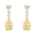 Lemon Topaz Teardrop Earrings in 925 Sterling Silver with Diamond Accents