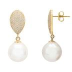 925 Sterling Silver Pearl Classic Drop Earrings – Gold Plated