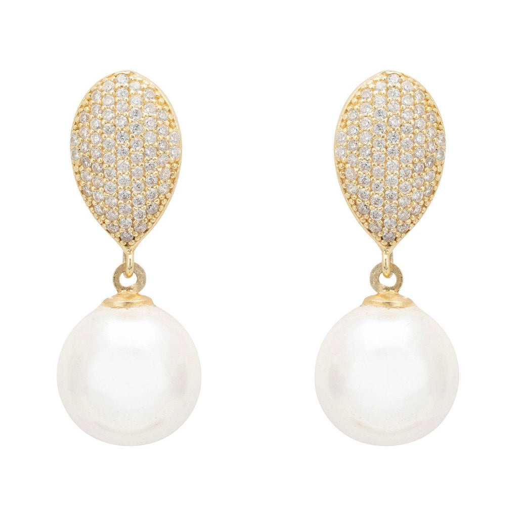 925 Sterling Silver Pearl Classic Drop Earrings – Gold Plated