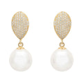 925 Sterling Silver Pearl Classic Drop Earrings – Gold Plated