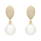 925 Sterling Silver Pearl Classic Drop Earrings – Gold Plated