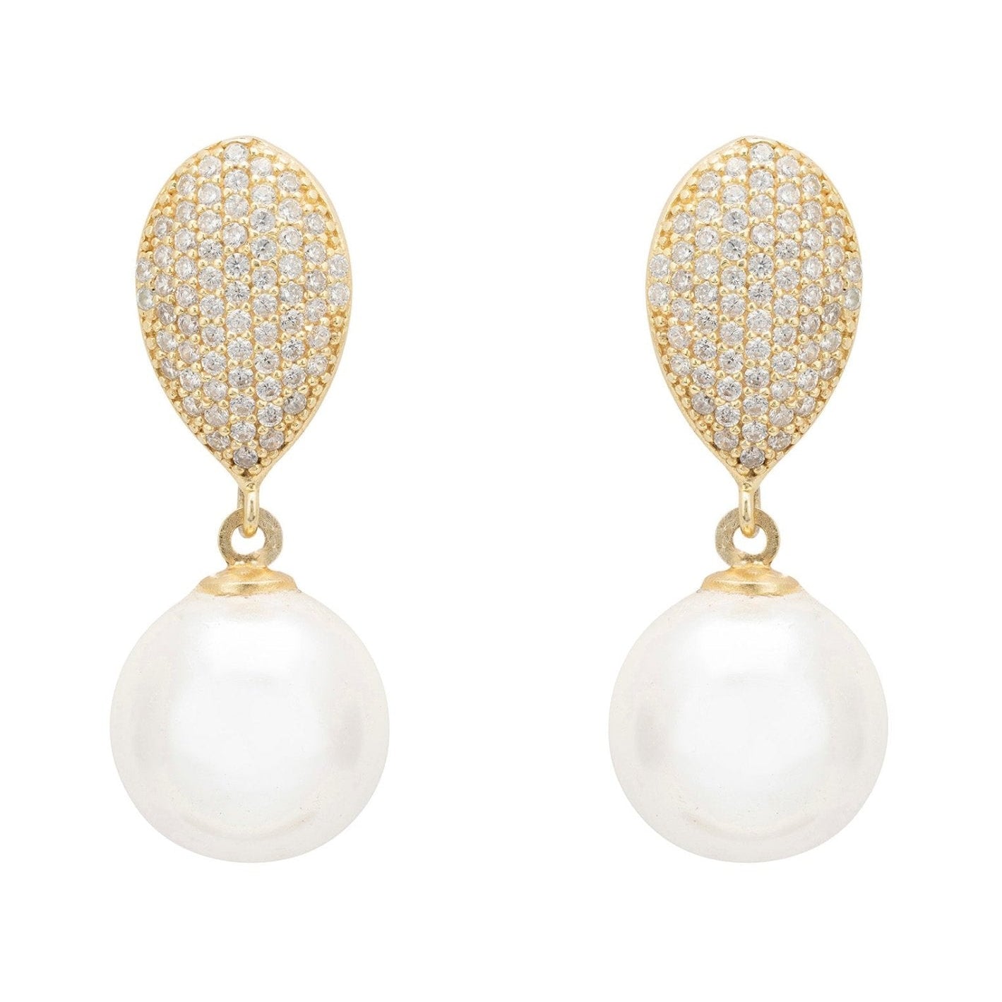 925 Sterling Silver Pearl Classic Drop Earrings – Gold Plated