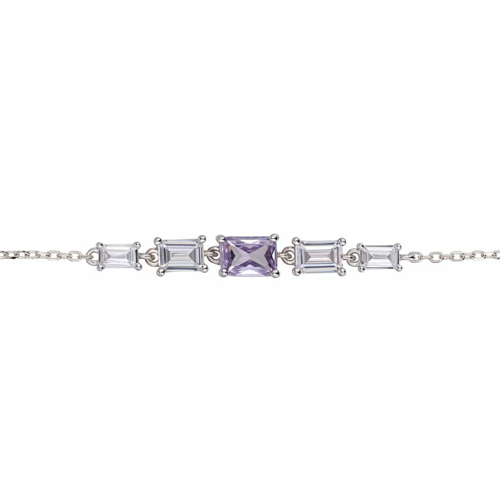 Gemstone Bracelet in 925 Sterling Silver with Lilac Amethyst