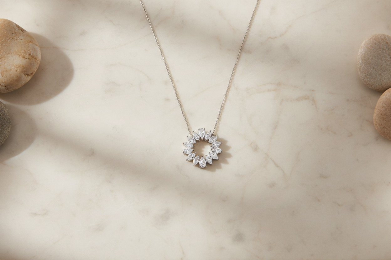 create a neutral image for contact page for fine jewelry and diamond brand