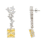Lemon Topaz Drop Earrings in 925 Sterling Silver with Diamond Accents
