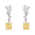 Lemon Topaz Drop Earrings in 925 Sterling Silver with Diamond Accents