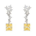 Lemon Topaz Drop Earrings in 925 Sterling Silver with Diamond Accents