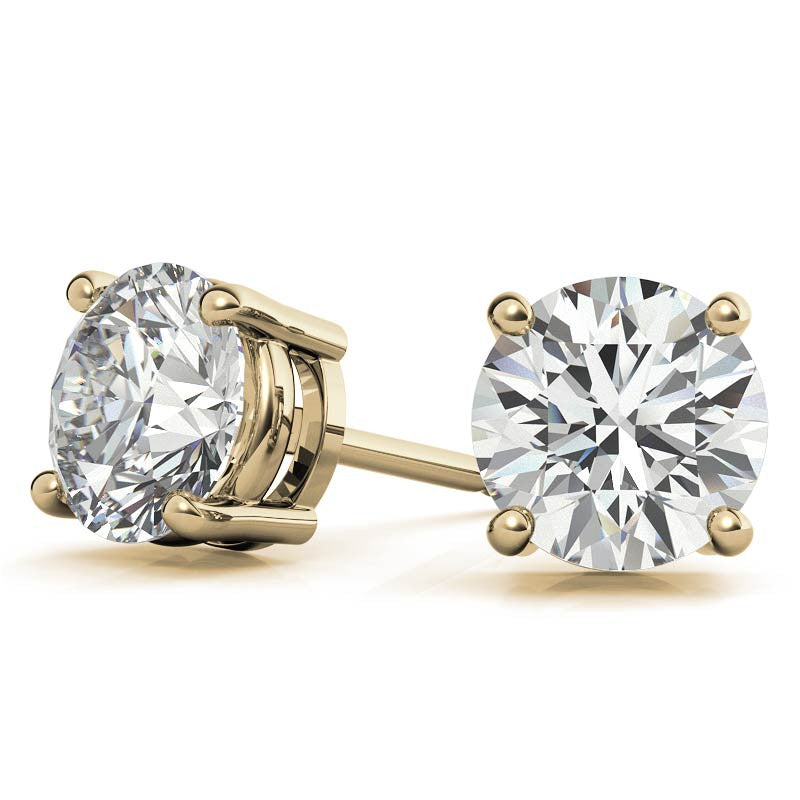 AGI Certified 2.00 CTW Lab-Grown Diamond Stud Earrings in 14K Yellow or White Gold | G Color VS Clarity