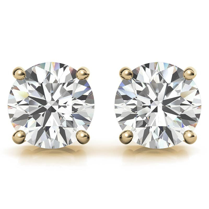 AGI Certified 2.00 CTW Lab-Grown Diamond Stud Earrings in 14K Yellow or White Gold | G Color VS Clarity