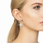 925 Sterling Silver North Star Burst Large Drop Earrings