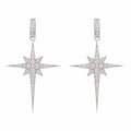 925 Sterling Silver North Star Burst Large Drop Earrings