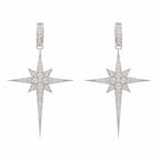 925 Sterling Silver North Star Burst Large Drop Earrings