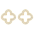 925 Sterling Silver Open Clover Stud Earrings with Cubic Zirconia Accents