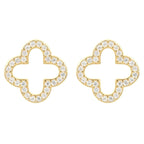 925 Sterling Silver Open Clover Stud Earrings with Cubic Zirconia Accents