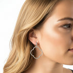925 Sterling Silver Open Clover Large Drop Earrings with White Cubic Zirconia