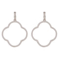 925 Sterling Silver Open Clover Large Drop Earrings with White Cubic Zirconia