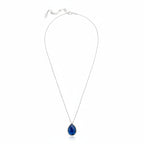 Blue Sapphire Hydro Teardrop Pendant Necklace in 925 Sterling Silver