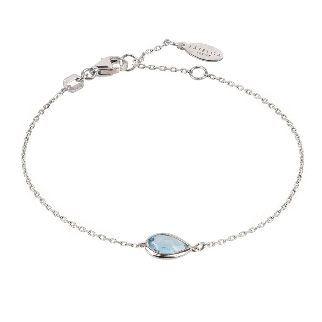 Mini Teardrop Gemstone Bracelet in 925 Sterling Silver with Blue Topaz