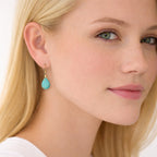 Turquoise Tear Drop Earrings in 18K Vermeil Sterling Silver