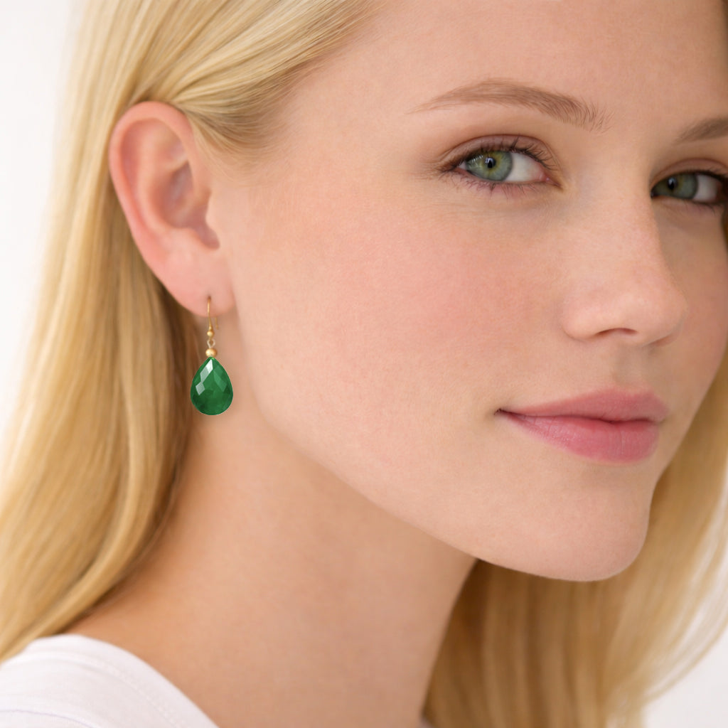 Emerald Drop Earrings in 18K Gold Vermeil Sterling Silver