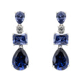 925 Sterling Silver Tanzanite Drop Earrings with Simulated Diamond Accents