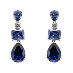925 Sterling Silver Tanzanite Drop Earrings with Simulated Diamond Accents