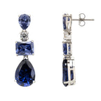925 Sterling Silver Tanzanite Drop Earrings with Simulated Diamond Accents