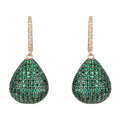 925 Sterling Silver Emerald Green Pear Drop Earrings with White Zircon Accents