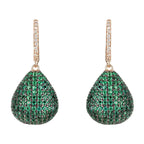925 Sterling Silver Emerald Green Pear Drop Earrings with White Zircon Accents