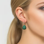 925 Sterling Silver Emerald Green Pear Drop Earrings with White Zircon Accents