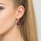 925 Sterling Silver Pear Drop Ruby-Red Cubic Zirconia Earrings – Rose Gold Plated