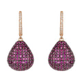 925 Sterling Silver Pear Drop Ruby-Red Cubic Zirconia Earrings – Rose Gold Plated