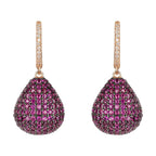 925 Sterling Silver Pear Drop Ruby-Red Cubic Zirconia Earrings – Rose Gold Plated