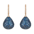 925 Sterling Silver Sapphire Blue Pear Drop Earrings with White Zircon Accents