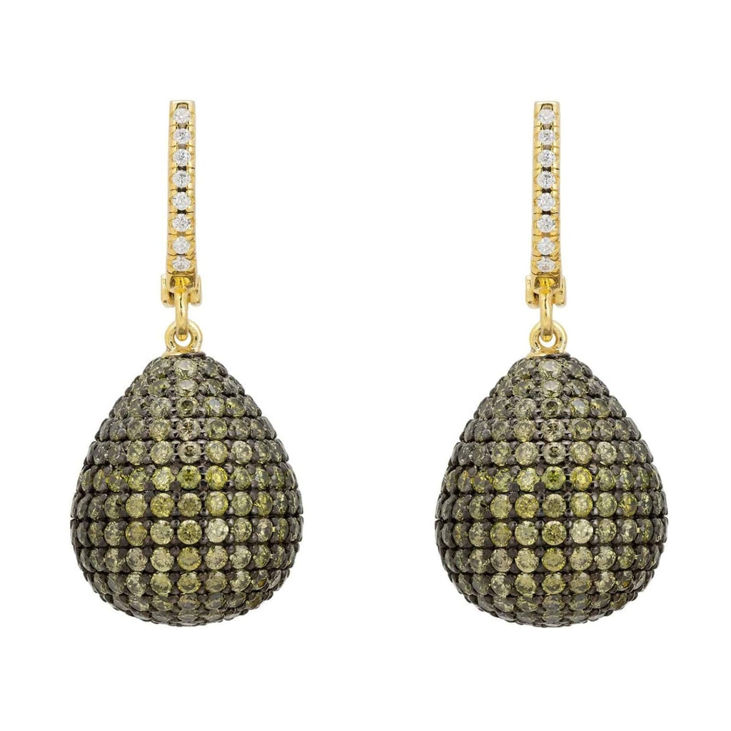 925 Sterling Silver Pear Drop Peridot Gemstone Earrings with Cubic Zirconia – Gold Plated