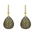 925 Sterling Silver Pear Drop Peridot Gemstone Earrings with Cubic Zirconia – Gold Plated