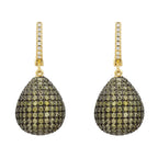 925 Sterling Silver Pear Drop Peridot Gemstone Earrings with Cubic Zirconia – Gold Plated